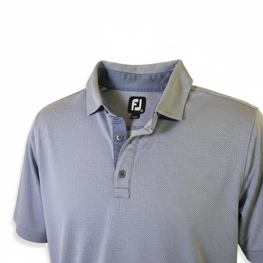 FootJoy Golf Polo Mens Medium Blue Geometric Print The Golf Club of Edmond FJ - Picture 1 of 8